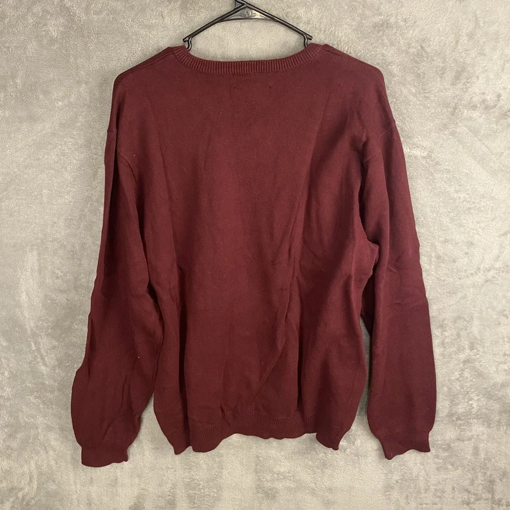 Chaps Men's Large V-Neck Sweater Red Wool Blend New
